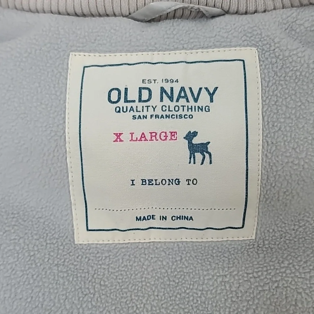 Old Navy Kids Full Zip Quilted Puffer Fleece Lined Vest Jacket in Silver/Gray